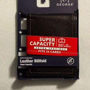 George Dark Brown Leather Billfold Wallet